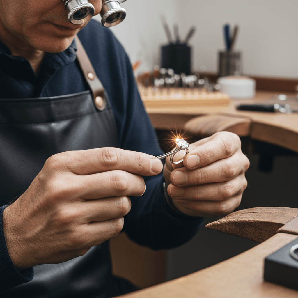 Wax ring model being inspected